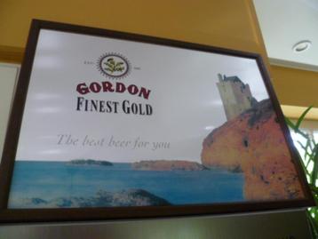 reclame spiegel Gordon Finest Gold, Verzamelen, Biermerken, Ophalen, Zo goed als nieuw, Overige typen, Overige merken