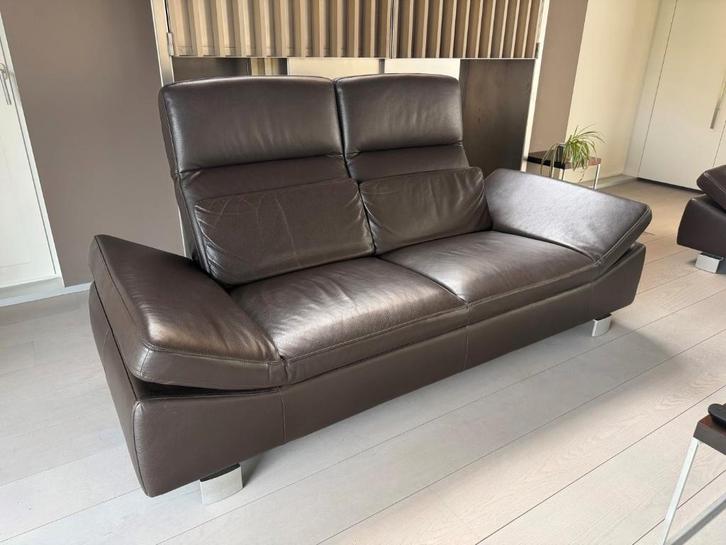 Lederen salon W. SCHILLIG (3-zit + 2-zit + poef), Huis en Inrichting, Zetels | Complete zithoeken, Gebruikt, Leer, Ophalen