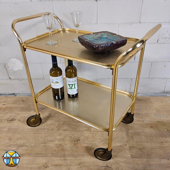 Chariot de service anglais vintage, chariot doré des années, Maison & Meubles, Dénudé, Enlèvement ou Envoi