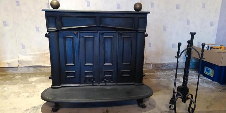Vintage ijzeren stoof/houtkachel, Huis en Inrichting, Haarden, Gebruikt, Houthaard, Ophalen