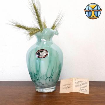 Vase vintage en verre de Murano (avec autocollant et livret)