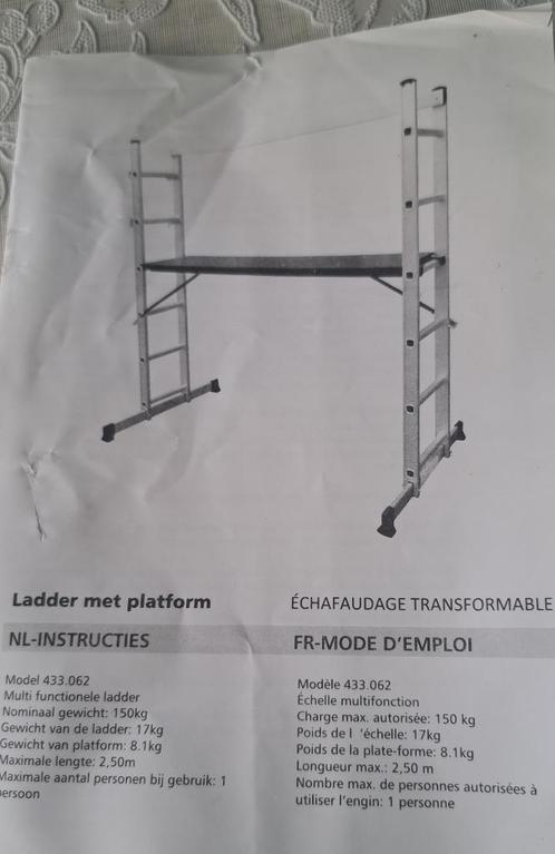 Verplaatsbare steigerladder, schuifladder, trapladder, Doe-het-zelf en Bouw, Ladders en Trappen, Zo goed als nieuw, Ladder, 2 tot 4 meter