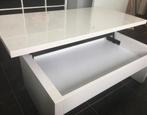 Salontafel design uitklappaat glanzend wit, Ophalen, Zo goed als nieuw, Rechthoekig