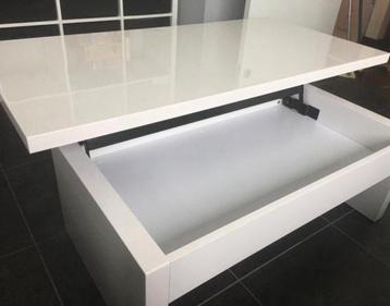 Salontafel design uitklappaat glanzend wit beschikbaar voor biedingen