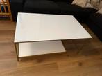 Glazen salontafel - wit/goud, Huis en Inrichting, Tafels | Salontafels, Ophalen, Zo goed als nieuw, Glas