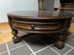 Ronde eiken salontafel met 2 schuifjes, Ophalen, 50 tot 100 cm, 50 tot 100 cm, Minder dan 50 cm