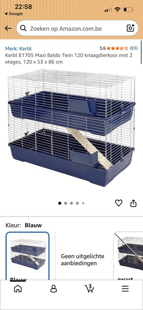 Maxi Baldo Twin knaagdierkooi met 2 etages 120  53 x 86, Ophalen of Verzenden, Nieuw, Hok