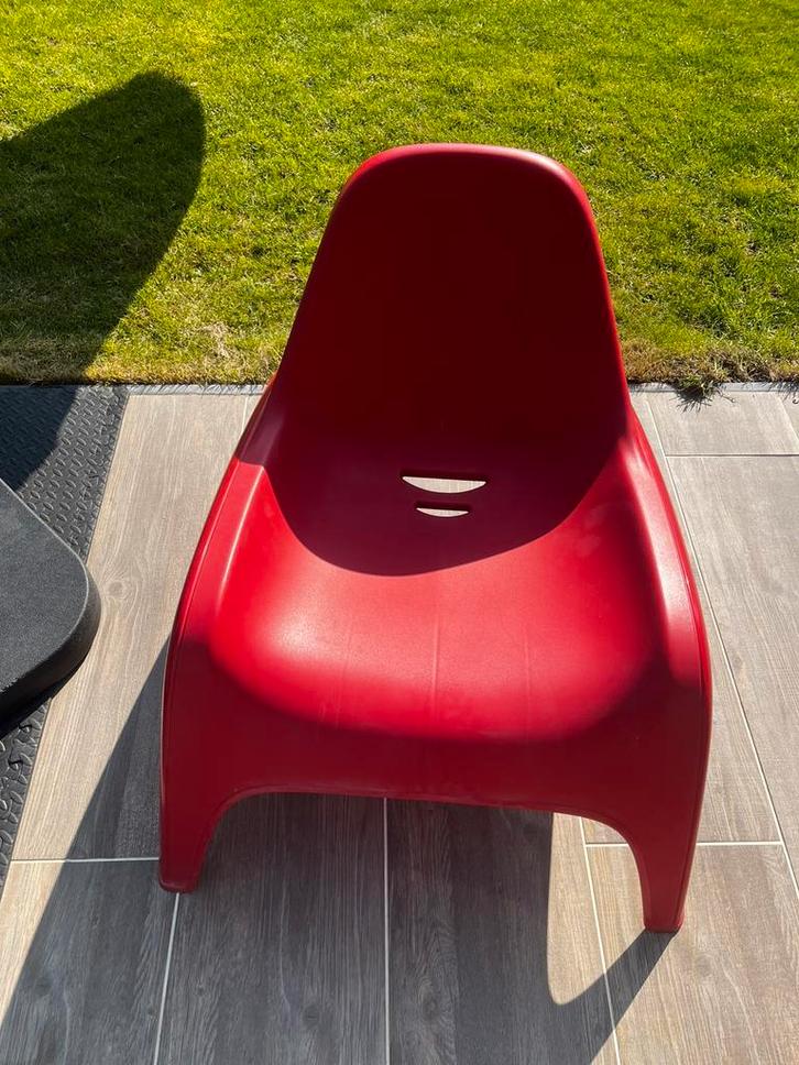 Fauteui de jardin rouge, Tuin en Terras, Tuinstoelen, Gebruikt, Stapelbaar, Ophalen