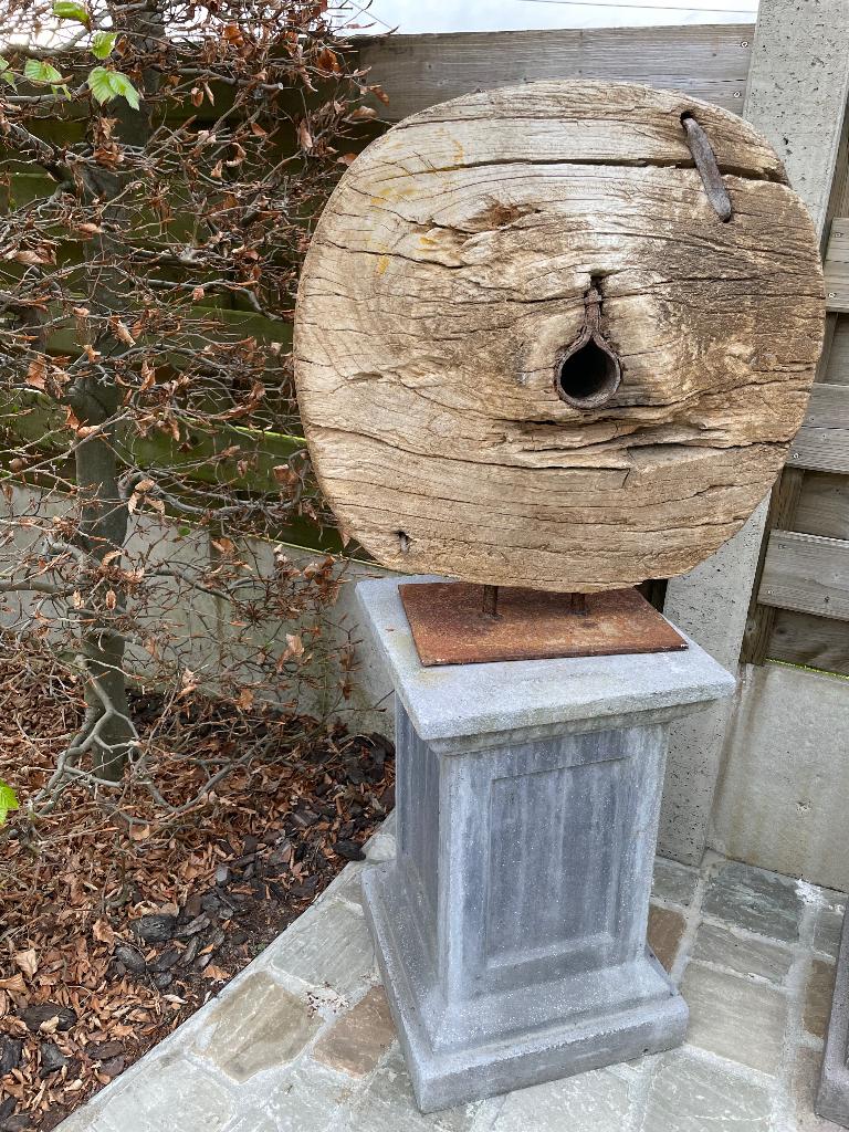 Prachtige grote antieke houten wiel decoratie, Antiek en Kunst, Ophalen