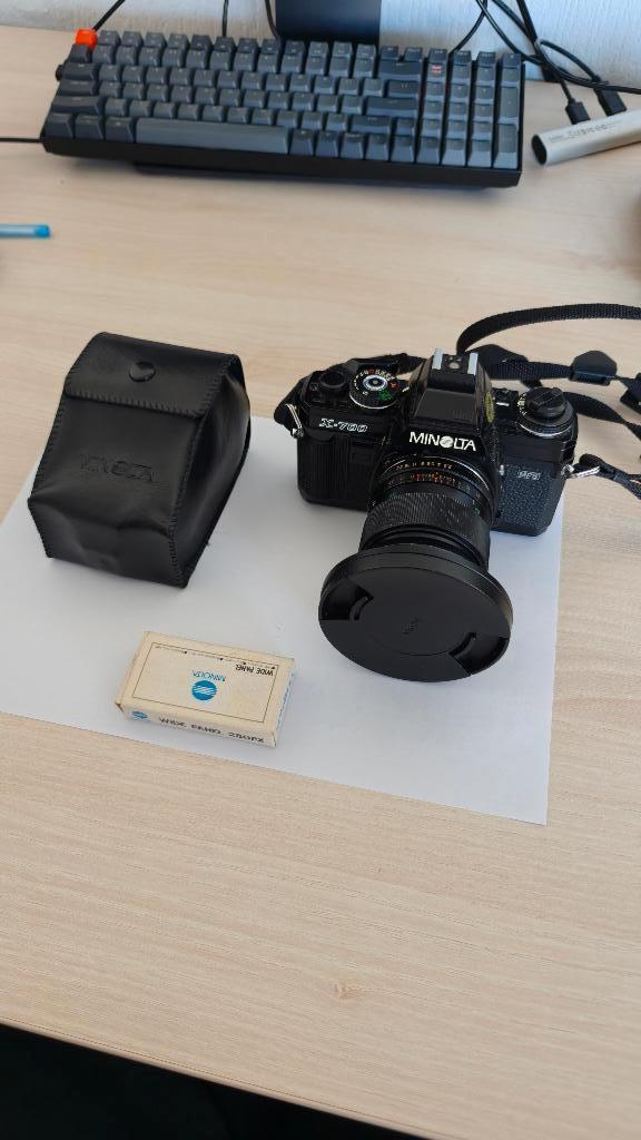 Minolta X-700 MPS + Vivitar 28 mm f/2.5 + flitser + tas, Audio, Tv en Foto, Fotocamera's Analoog, Gebruikt, Spiegelreflex, Minolta