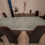 Glazen eettafel gezandstraald. 200x100, Enlèvement, Comme neuf
