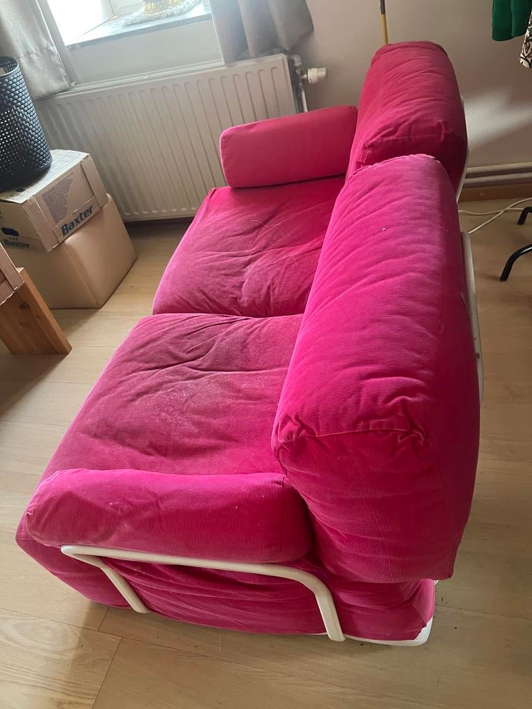 Canape 2 places en velours côtelé fuchsia, Maison & Meubles, Canapés | Sofas & Chaises Longues, Enlèvement, Utilisé, Tissus, Moderne