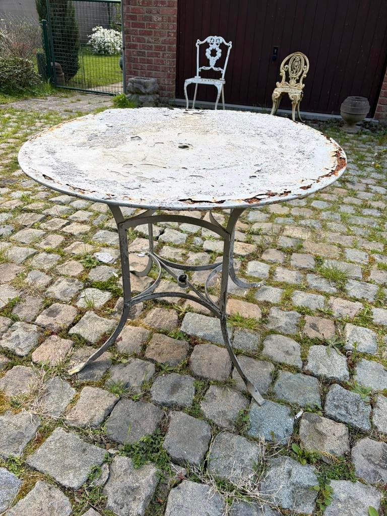 Table ronde de jardin fer forgé vintage, Enlèvement, Utilisé, Métal