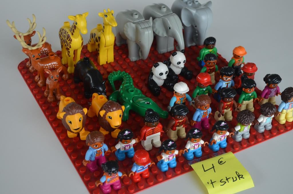 Duplo dieren en anders kleurige popjes, € 4,00 per stuk., Inclusief minifiguren, Overige thema's, Ophalen of Verzenden, Zo goed als nieuw