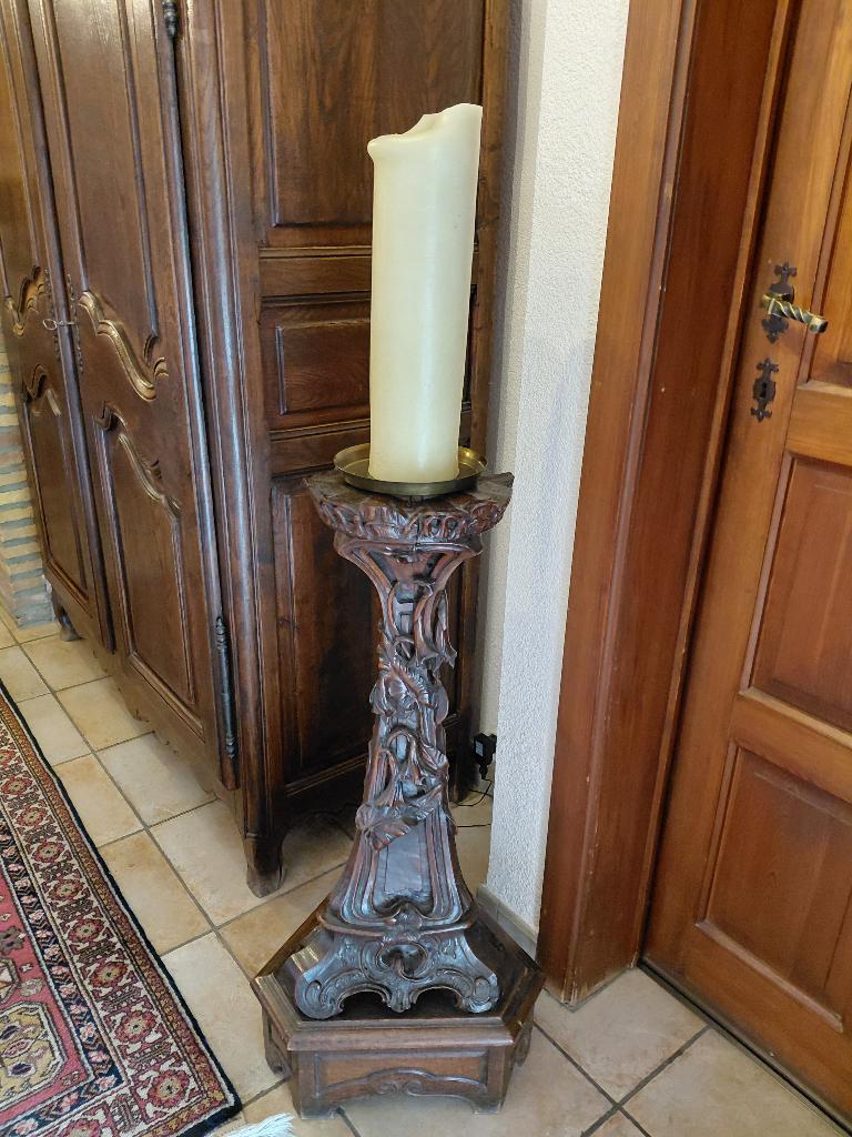 Antieke houten kandelaar, Ophalen, Overige materialen