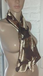 sjaal vintage bruin met devoré gouden motief van bladeren, Enlèvement ou Envoi, Neuf, Écharpe