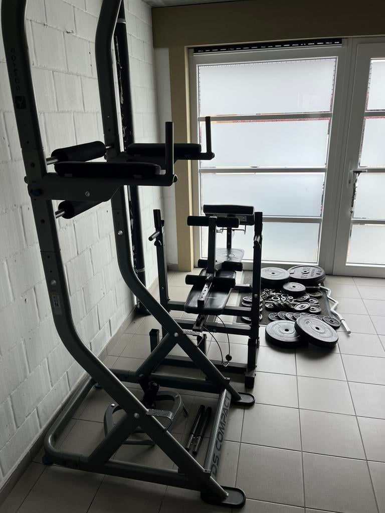 Pull Up station, benchbank en gewichten, Sport en Fitness, Ophalen, Gebruikt, Krachtstation