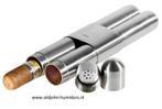 ADORINI RVS SIGARENKOKER + BEVOCHTIGER VOOR 2 SIGAREN  sk02, Verzenden, Nieuw, Tabaksdoos of Verpakking