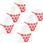 6x Rode string met bloemmotief one size, Kleding | Dames, Ondergoed en Lingerie, Verzenden, Rood, String