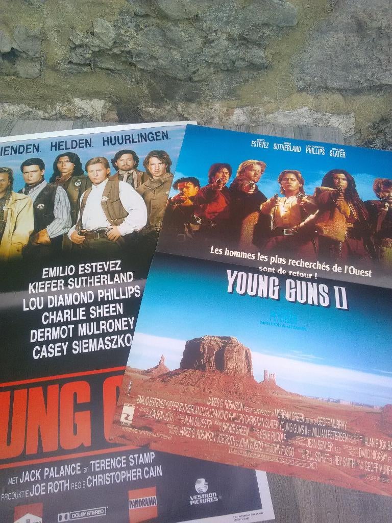 Ancienne affiche de cinéma 'young guns, Enlèvement, Comme neuf, Film, Affiche