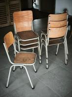 7 Chaises d'école/industrielle bois et métal, Gris, Enlèvement, Bois, Cinq, Six Chaises ou plus