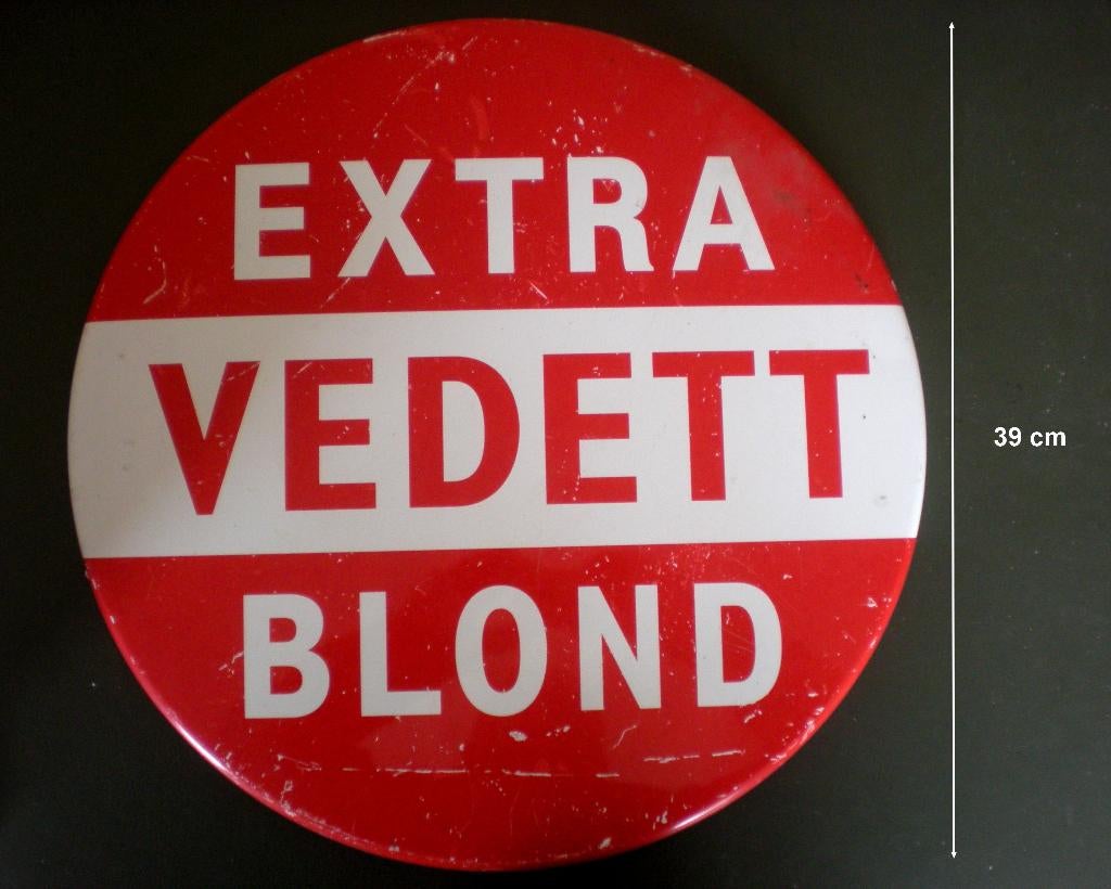 VEDETT EXTRA BLOND  Publicité en métal, Collections, Marques de bière, Enlèvement ou Envoi, Utilisé, Panneau, Plaque ou Plaquette publicitaire