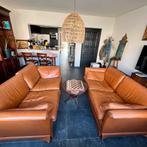 Vintage cognac lederen zetels jaren 70, Ophalen, Gebruikt, Leer, Vintage