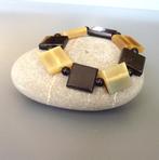 Bracelet en corne blonde et noire marbrée de Madagascar, Enlèvement ou Envoi, Avec bracelets à breloques ou perles, Noir, Neuf