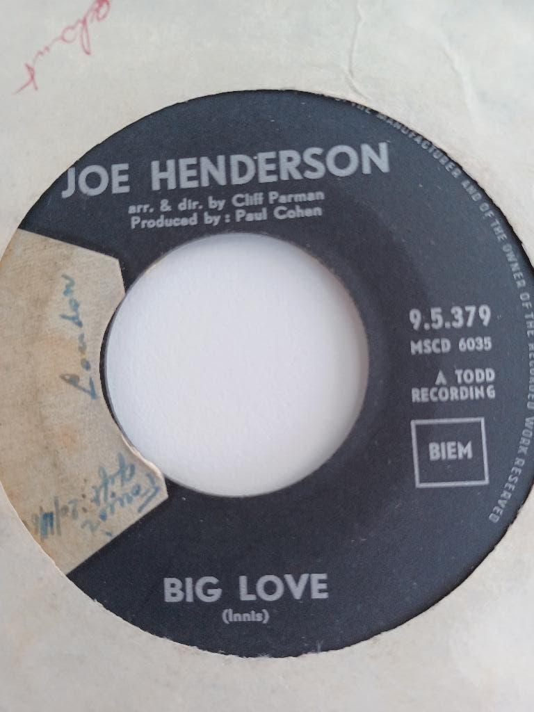 Rhythm & Blues 45: Joe Henderson – Big Love, Gebruikt, 7 inch, Single, Ophalen of Verzenden