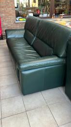 Lederen salon driezit ( groen) in goede staat, Ophalen, Gebruikt, 150 tot 200 cm, Driepersoons