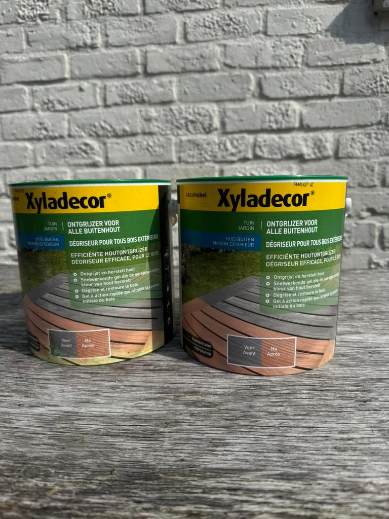 Xyladecor ontgrijzer voor alle buitenhout 2x 2,5L ongeopend, Ophalen of Verzenden, Nieuw