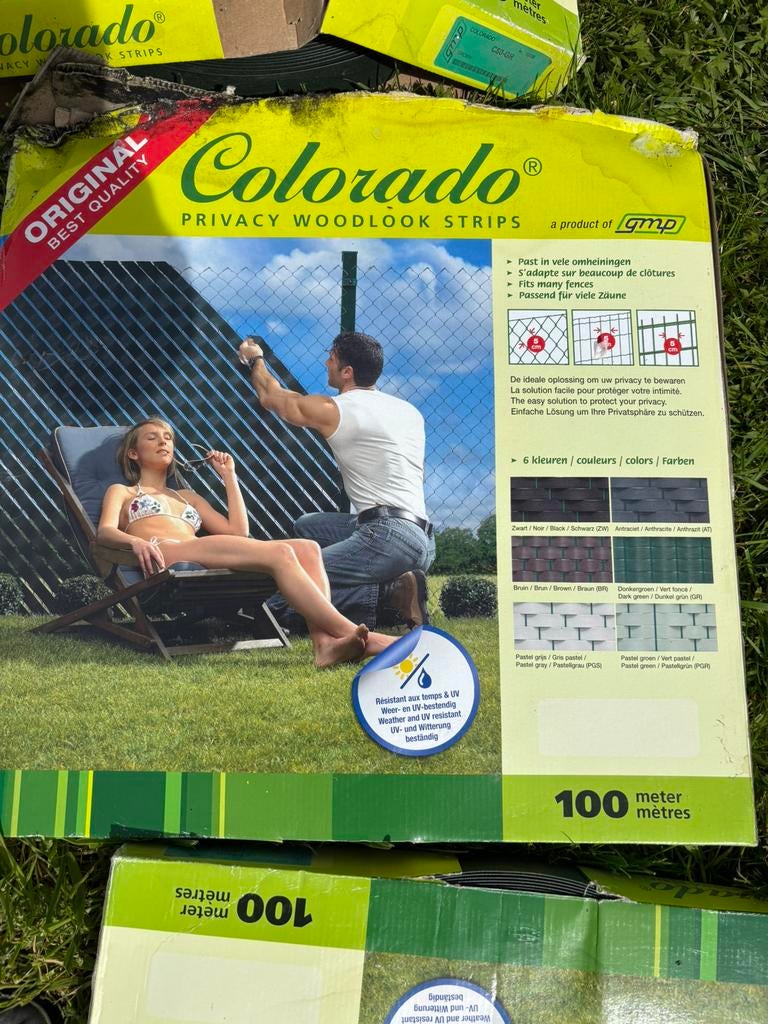 3 pakken woodlook strips voor omheining - donkergroen, Jardin & Terrasse, Écrans de jardin, Enlèvement, Comme neuf