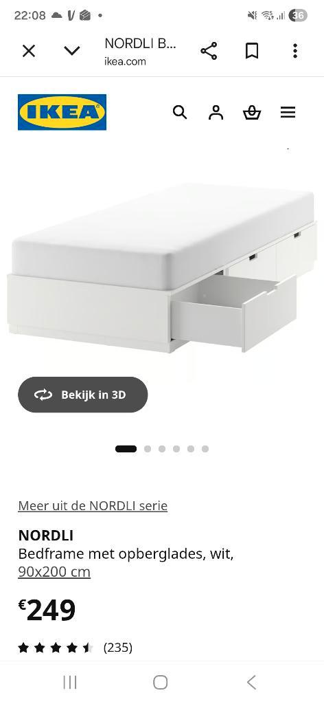 Eenpersoonsbed ikea Nordli NIEUW in de doos, Maison & Meubles, Chambre à coucher | Lits, Neuf, Une personne, 90 cm, 200 cm, Bois