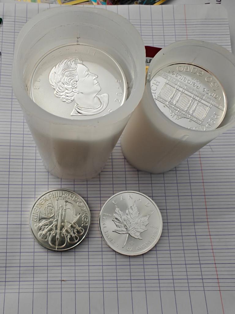 Lot zilveren munten 1 oz, 45 stuks, Envoi, Argent