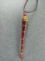 groot gekleurde vol- glas hanger (11cm) rood - goudkleur, Enlèvement ou Envoi