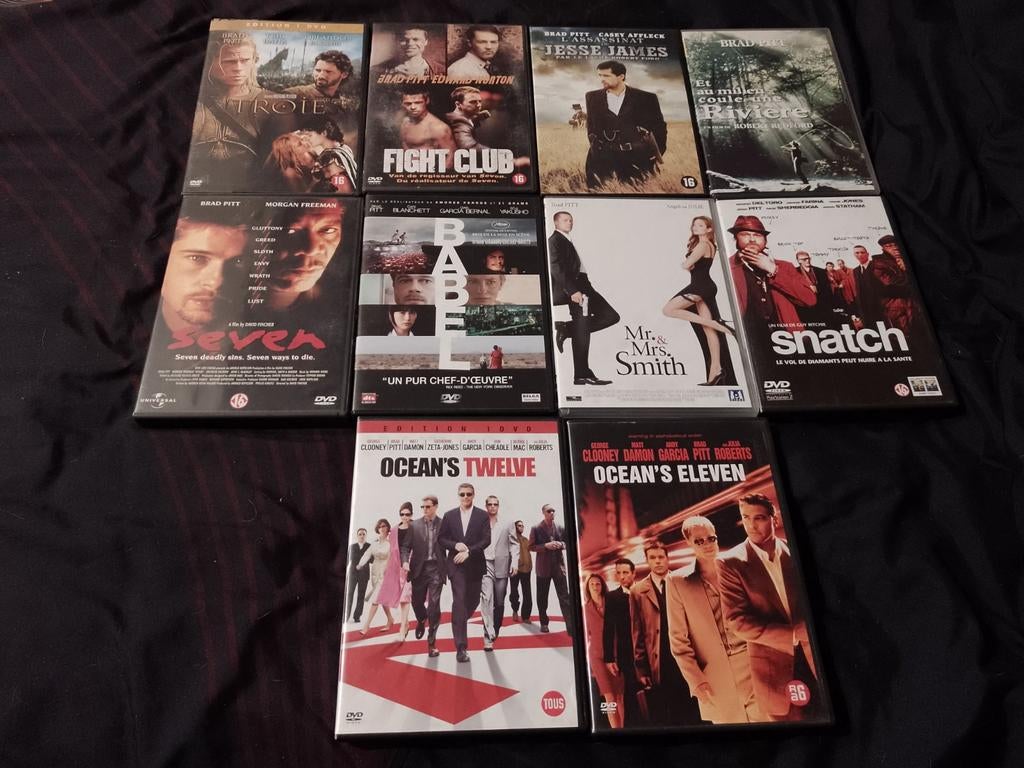 A vendre en DVD 10 films Brad Pitt, À partir de 9 ans, Enlèvement ou Envoi, Comme neuf, Action