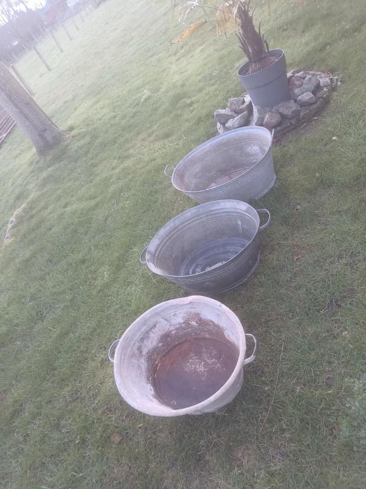 3 zinken kuipen met handvaten, Antiek en Kunst, Curiosa en Brocante, Ophalen