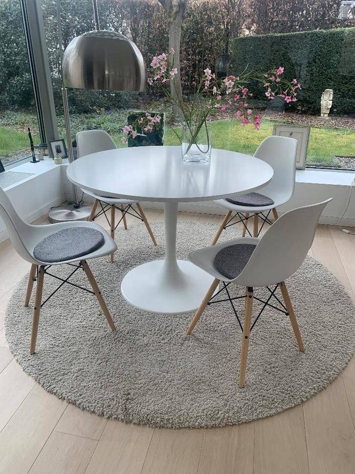 Witte ronde tafel Ikea, Maison & Meubles, Tables | Tables à manger, Comme neuf, 100 à 150 cm, 100 à 150 cm, Quatre personnes, Rond