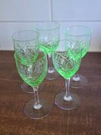 5 kristallen glazen geslepen in uraline begin 20e eeuw, Ophalen