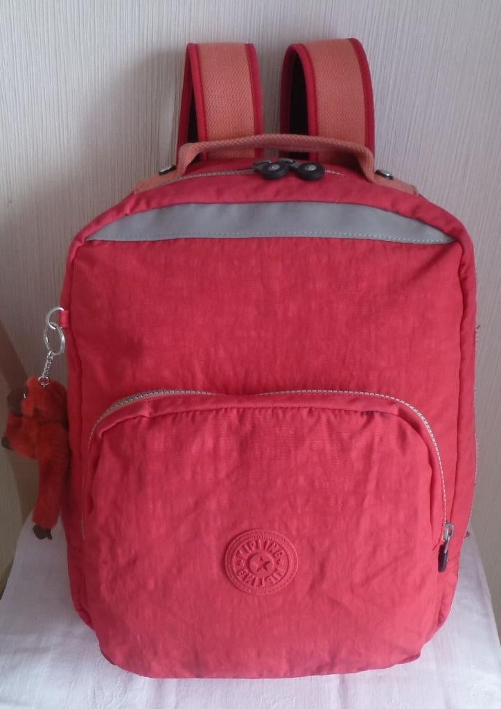 Kipling sac à dos fuchsia et saumon + singe, 25 à 40 cm, Kipling, Enlèvement ou Envoi, Étanche