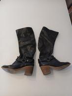 Bottes Vera Gomma en cuir noir – Style western – Pointure 37, Enlèvement ou Envoi, Porté, Bottes hautes, Noir