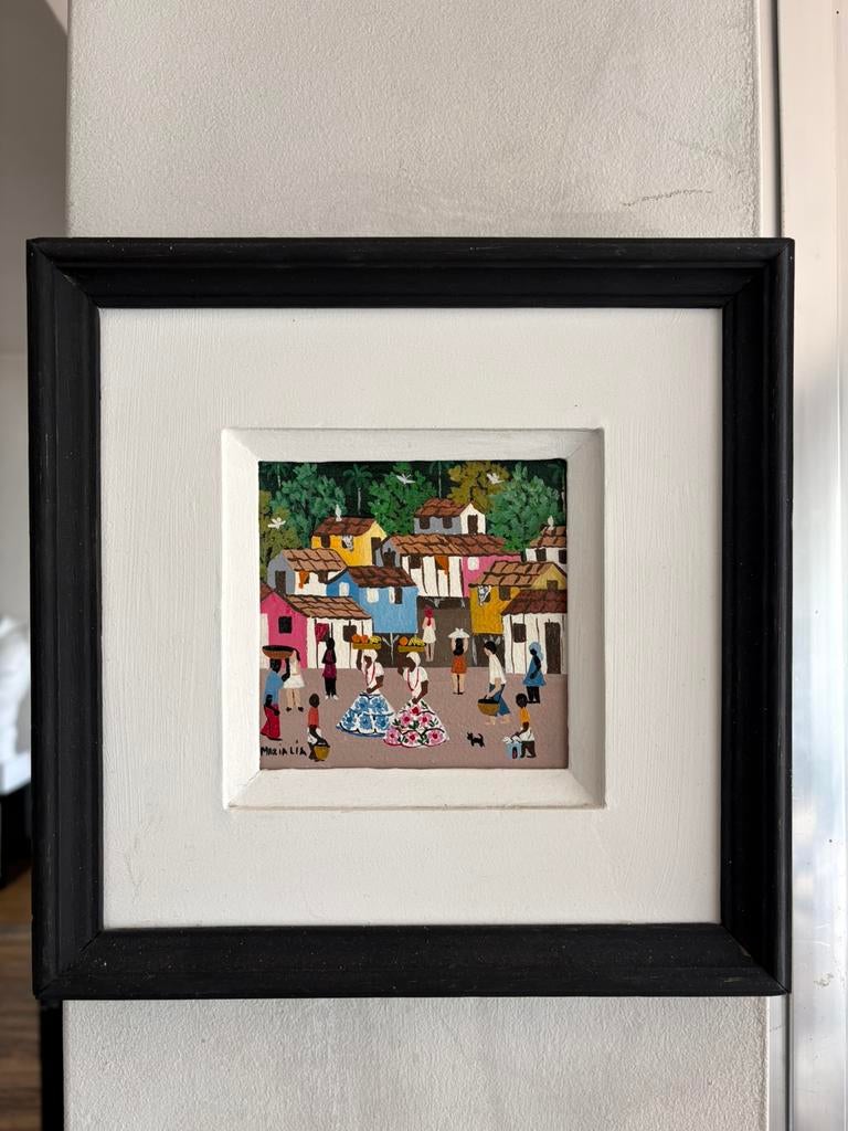 3 miniatuurtjes naieve kunst, Antiek en Kunst, Kunst | Schilderijen | Modern, Ophalen