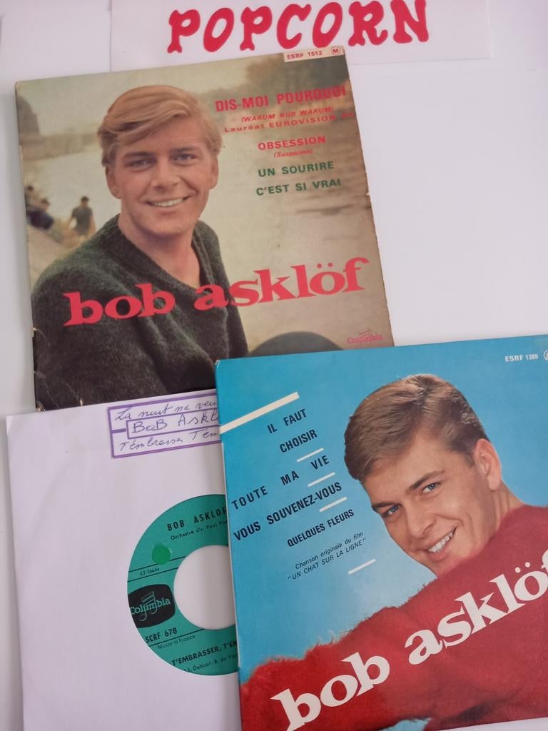 BOB ASKLOF.  POPCORN OLDIES 60s.  3 X 45T, CD & DVD, Vinyles Singles, EP, EP