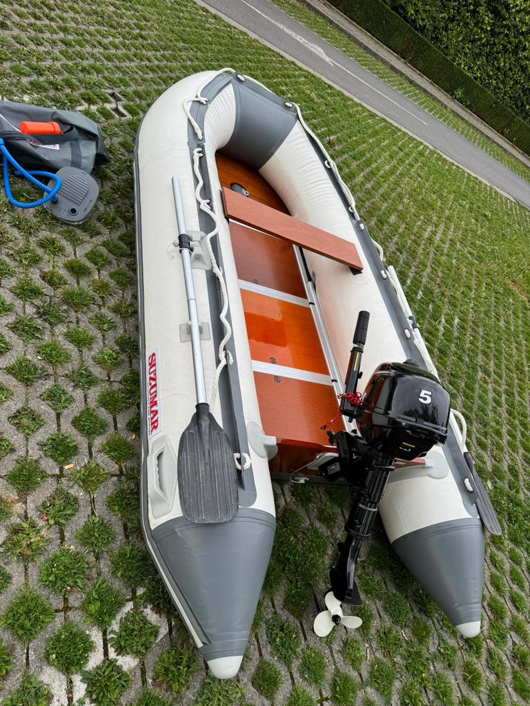 Pneumatique Suzumar 290 et moteur 5cv, Watersport en Boten, Rubberboten, Zo goed als nieuw, Yamaha, Hout, Ophalen