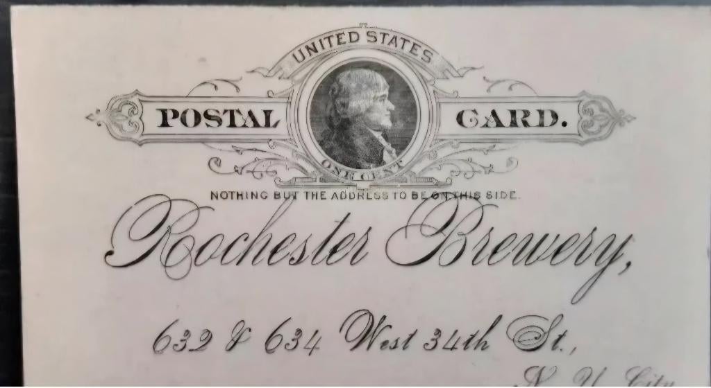 Brasserie+Rochester brewery+One cent+Entier postal, Enlèvement ou Envoi, Non oblitéré, Amérique centrale