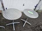 2 Tuintafels met aluminiumlook, Ophalen, Gebruikt, Rond, Metaal