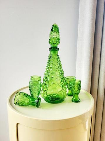 Carafe en verre Empoli, Italie, années 1960, motif de bulles
