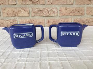 2 Ricard keramiek karafjes blauw 100 ml beschikbaar voor biedingen