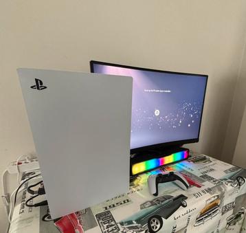 Playstation 5 disc edition setup met sounbar en scherm,bakje beschikbaar voor biedingen