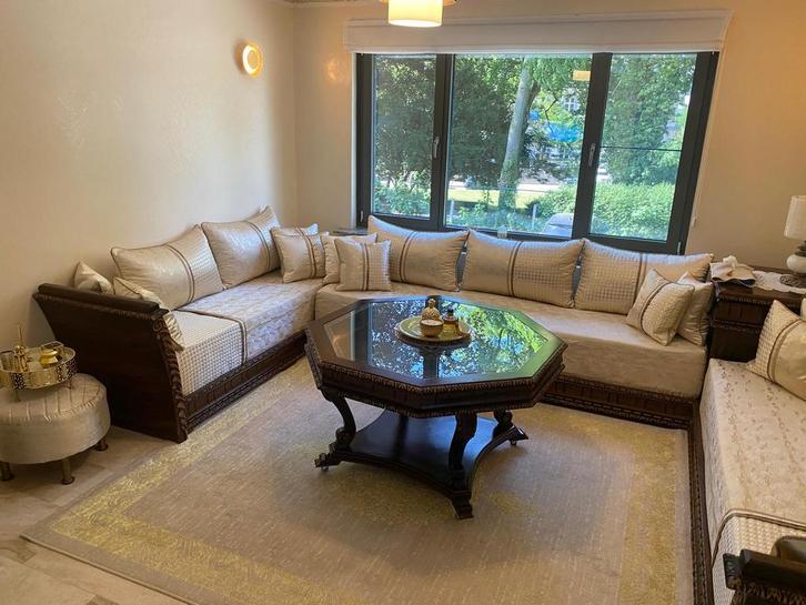Salon Sedari marocain complet en chêne massif, Huis en Inrichting, Zetels | Complete zithoeken, Zo goed als nieuw, Hout, Ophalen